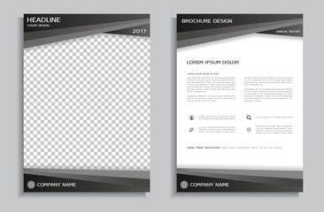 Gray brochure design template, front and back page