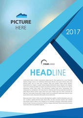 Vector flyer, corporate business, annual report, brochure design and cover presentation with blue triangle.