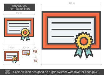 Obraz na płótnie Canvas Graduation certificate line icon.