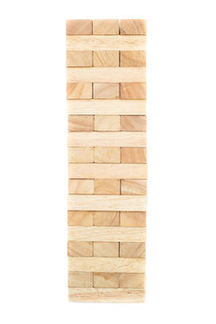 blocks wood game (jenga) isolate on white background.