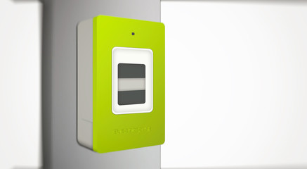Compteur électrique digital communicant cpl loi sur mur blanc linky 2023
