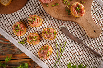 Pate with bruschetta and chives