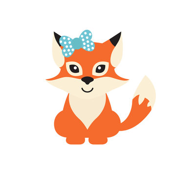 cartoon fox with bow