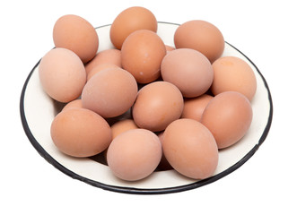 eggs in a plate on a white background