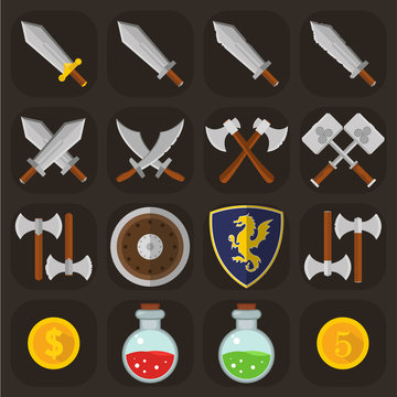 Set of video game medieval weapons(warrior)