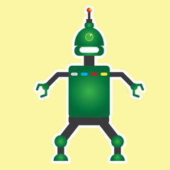 Isolated robot toy on a light yellow background, Vector illustration