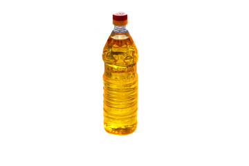 Bottle of sunflower oil isolated on white background