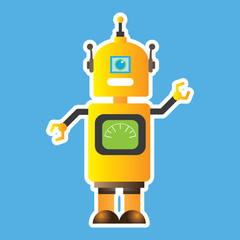 Fototapeta premium Isolated robot toy on a blue background, Vector illustration
