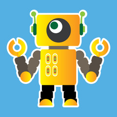 Isolated robot toy on a blue background, Vector illustration