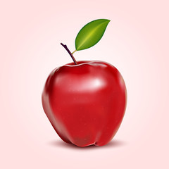 Red apple on a pink background