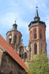 Fototapeta na wymiar Göttingen: Türme der St. Johanniskirche (14. Jh., Niedersachsen)