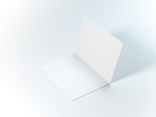 Opened blank leaflet Mockup, greeting card, invitation, postcard, 3d rendering