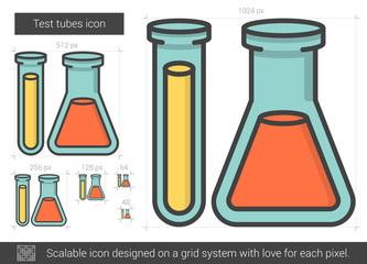Test tubes line icon.