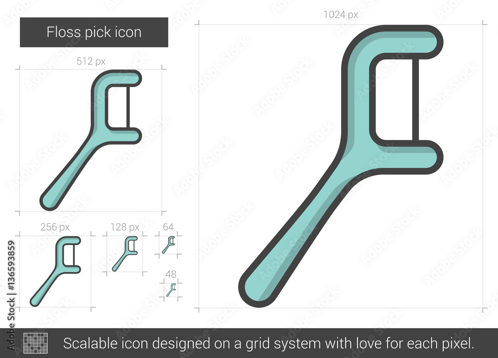 Poster floss pick line icon.