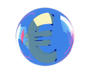 Glass globe with EURO sign, 3d illustration