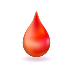 Fototapeta premium Realistic red blood drop. 3d icon droplet falls. World Donation Day Sign or Symbol. Vector illustration