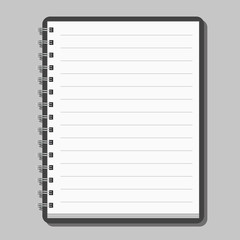 Blank realistic spiral notepad notebook isolated on gray background