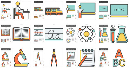 Education line icon set.