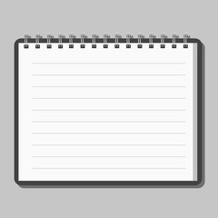 Blank realistic spiral notepad notebook isolated on gray background