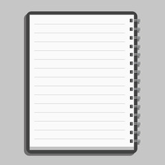 Blank realistic spiral notepad notebook isolated on gray background