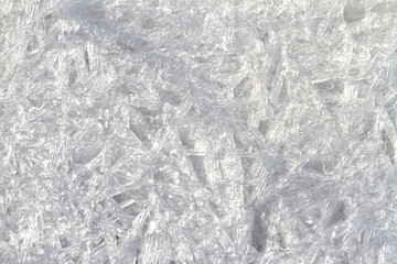 ice crystals on river bank