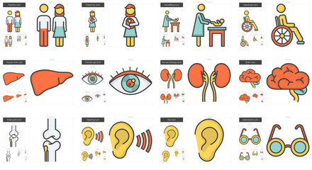 Fototapeta premium Medicine line icon set.