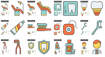 Stomatology line icon set.