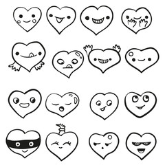 Heart emotions set. Vector background