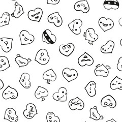 Heart emotions set. Vector background