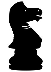 Isolated knight piece silhouette on a white background, Vector illustration