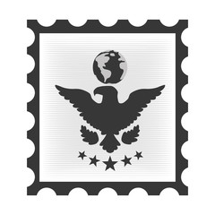 postal stamp with eagle vector illustration design