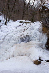 Frosty morning at the waterfalls Rufabgo. Adygea