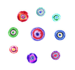 Patterns in the form of concentric circles, watercolor.