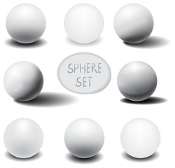 White vector sphere whith shadows. 3D Set.