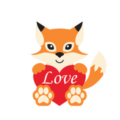 cartoon fox with heart and text