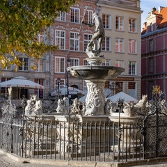 Neptune fountain in Danzig, Gdansk, Poland.