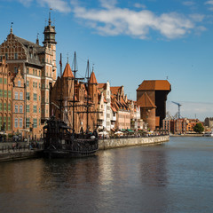 Gdansk, Danzig, the old medieval city in Poland on a sunny day.