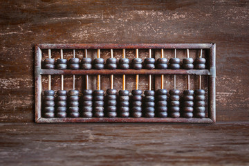 old abacus on wood background