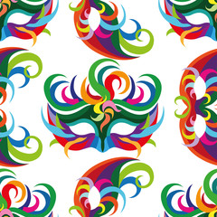 Celebration seamless pattern with carnival icons and objects.