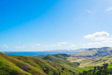 Hills and lake in California