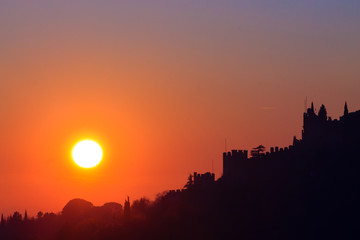 Castle silhouette at sundown