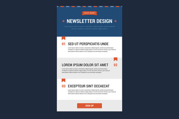 Newsletter design template. Vector illustration in flat style.