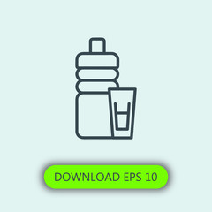 Bottle and glass icon vector