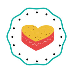 frame with heart shape cake vector illustration