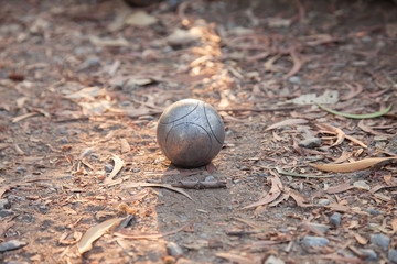 Petanque ball in the Petanque field.