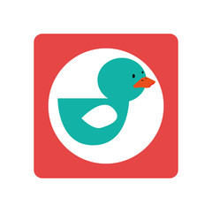 square shape with silhouette duck toy vector illustration