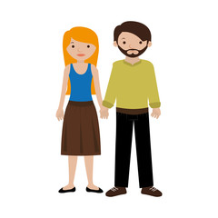 couple with casual clothes with holding hands vector illustration
