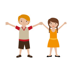 couple of kids togheter in casual clothes vector illustration