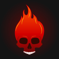 Vector illustration of red burning skull.
