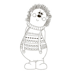 Embarrassed hedgehog in a sweater.